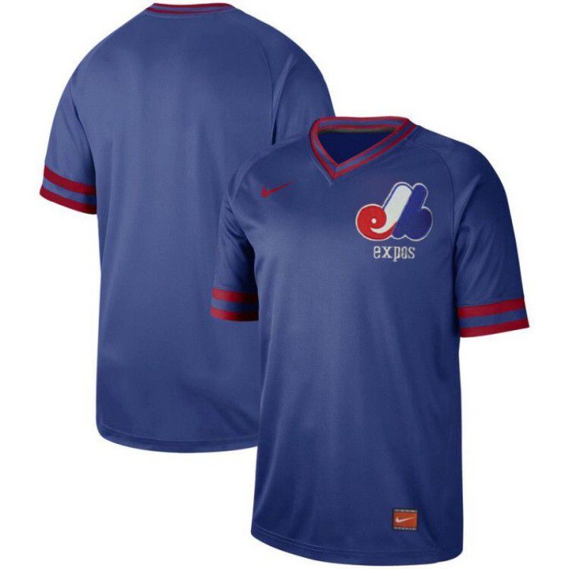 Men Montreal Expos Blank Blue Nike Cooperstown Collection Legend V-Neck MLB Jersey